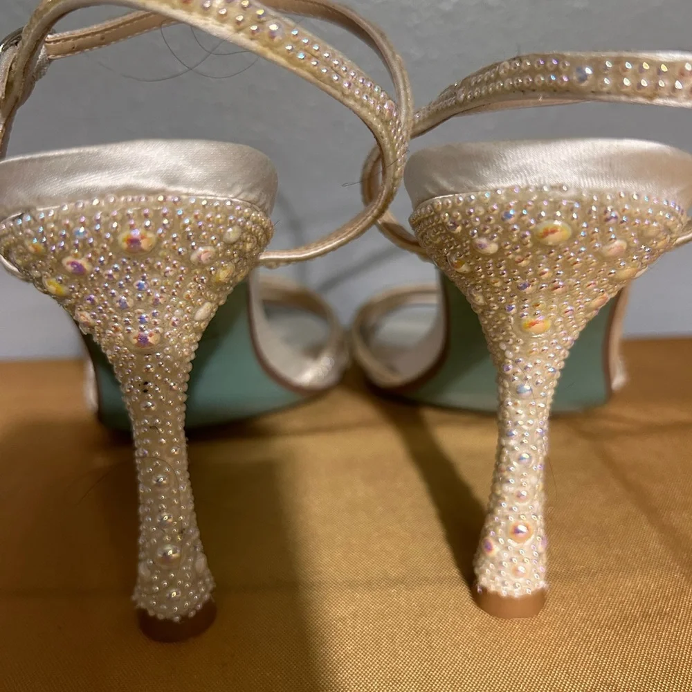 Betsey Johnson Strappy Gold Heels • Size 7.5 (true to size) - Picture 7 of 15